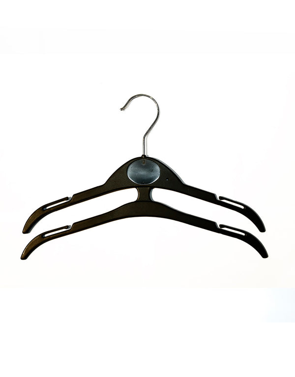 Solid Plastic & Durable Double Layer Hanger For Coats/ Clothes Gdt436-B 2-Pcs (Asd)-Black