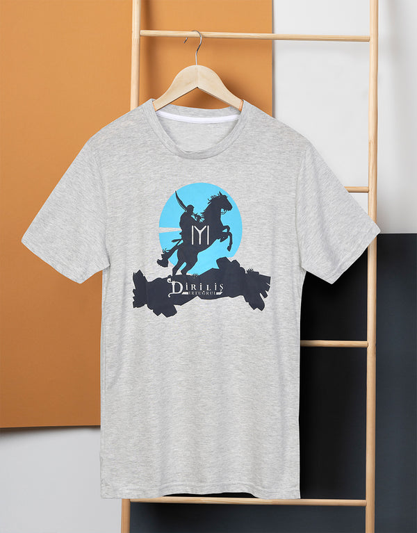 M-17 Men's Dirilis Ertugrul Printed Tee Shirt-Grey