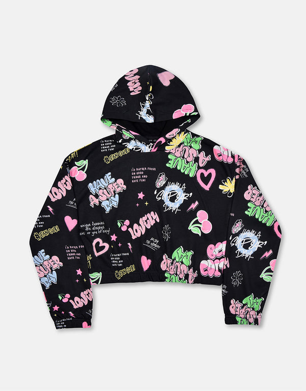 Girl's Fleece Hoodie -  Black