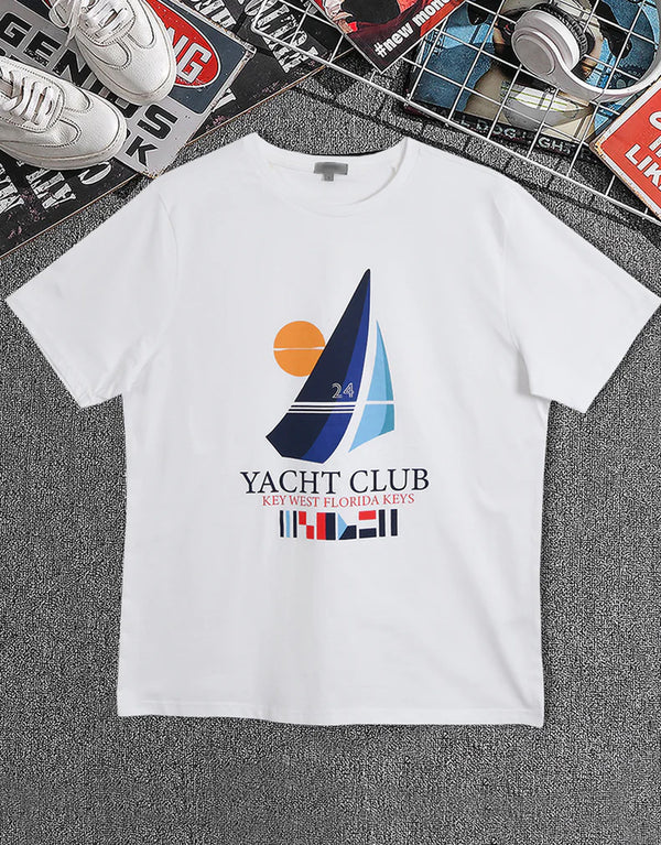 Men's Yacht Club Big & Tall Crew Neck Tee Shirt-White