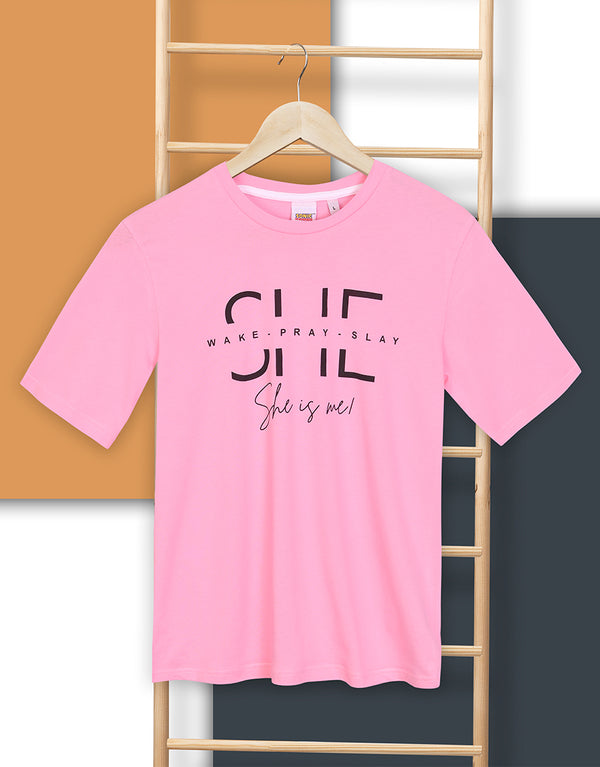 Ladies Printed T-Shirt - Pink