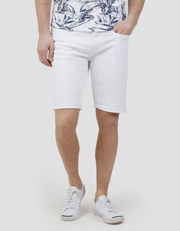 Men's Denim Jeans Shorts-White