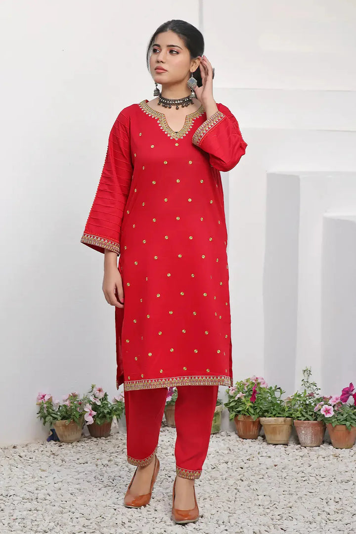 2PC Stitched Embroidered Lawn Shirt and Trouser KST-2521 Embroidered KHAS STORES 