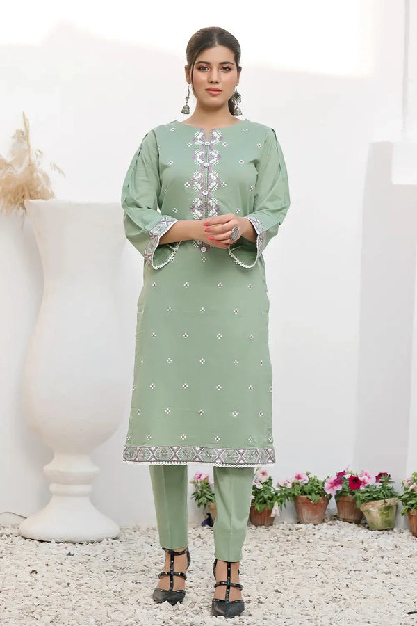 2PC Stitched Embroidered Lawn Shirt and Trouser KST-2522 Embroidered KHAS STORES 