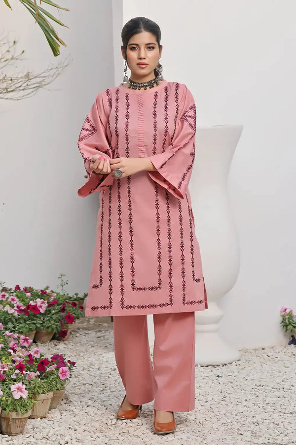 2PC Stitched Embroidered Lawn Shirt and Trouser KST-2523 Embroidered KHAS STORES 
