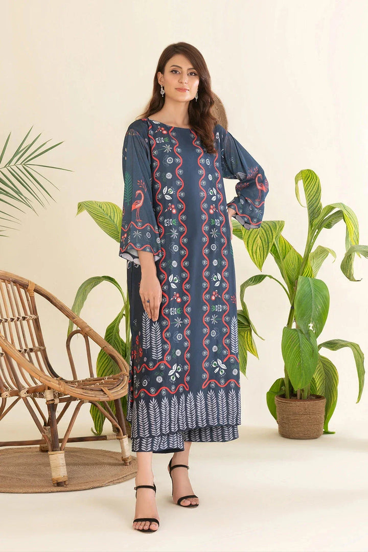 2PC Stitched Printed Crepe Silk Shirt and Trouser RTW-KSTL-104 Printed KHAS STORES 