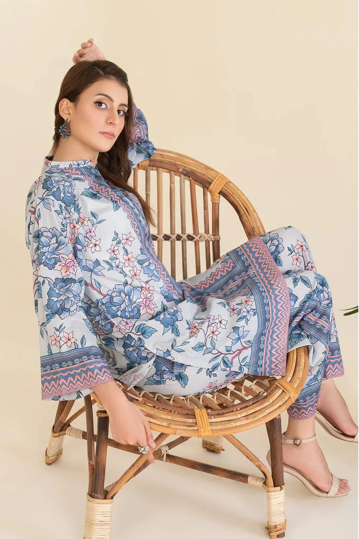 2PC Stitched Printed Crepe Silk Shirt and Trouser RTW-KSTL-106 Printed KHAS STORES 