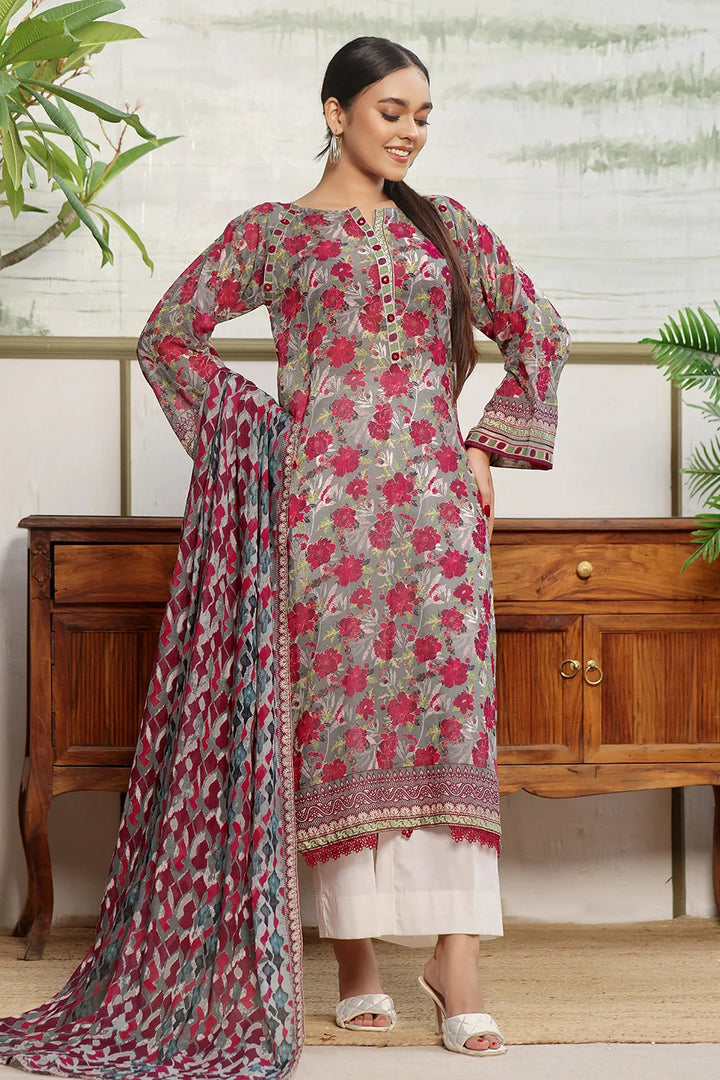 2PC Unstitched Printed Lawn Shirt and Dupatta KSD-2838 Printed KHAS STORES 
