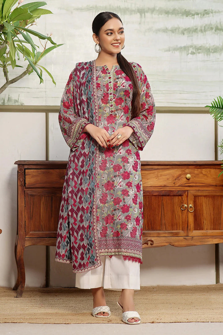 2PC Unstitched Printed Lawn Shirt and Dupatta KSD-2838 Printed KHAS STORES 