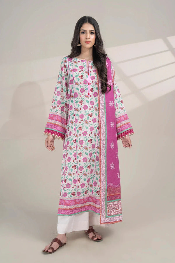 2PC Unstitched Printed Lawn Shirt and Dupatta KSD-3379 Printed KHAS STORES 