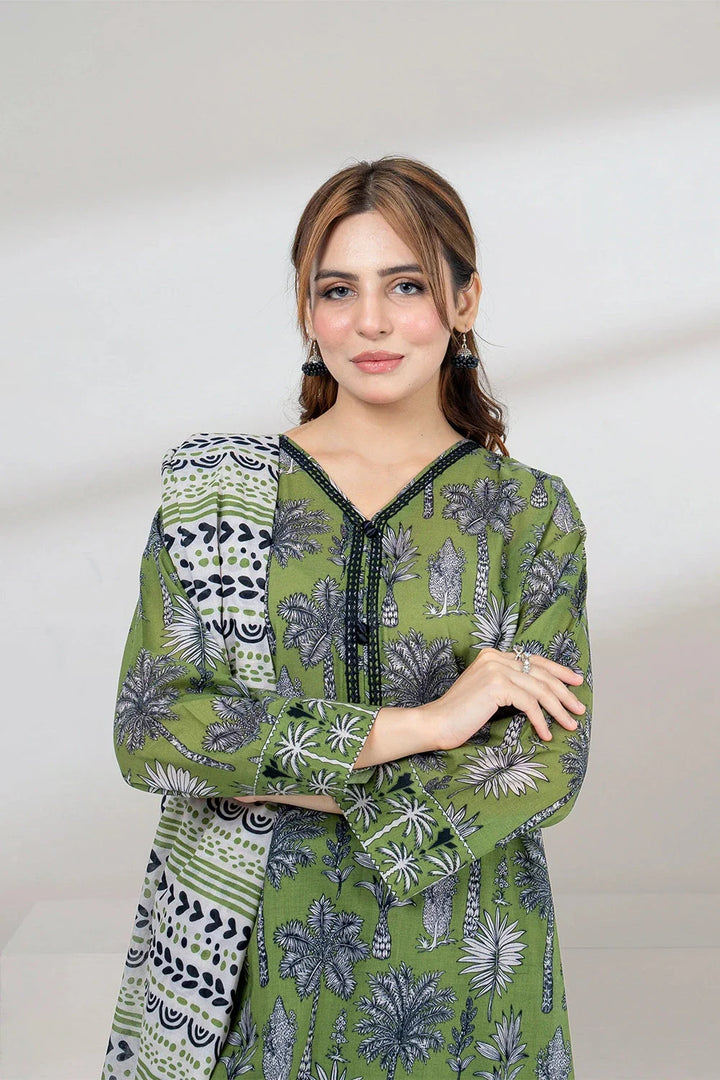 2PC Unstitched Printed Lawn Shirt and Dupatta KSD-3446 Printed KHAS STORES 