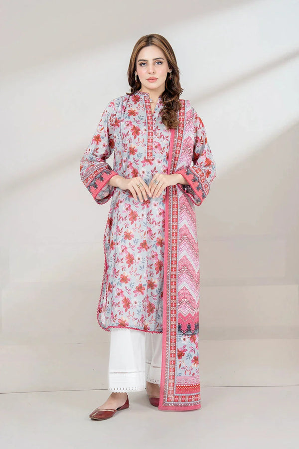 2PC Unstitched Printed Lawn Shirt and Dupatta KSD-3448 Printed KHAS STORES 