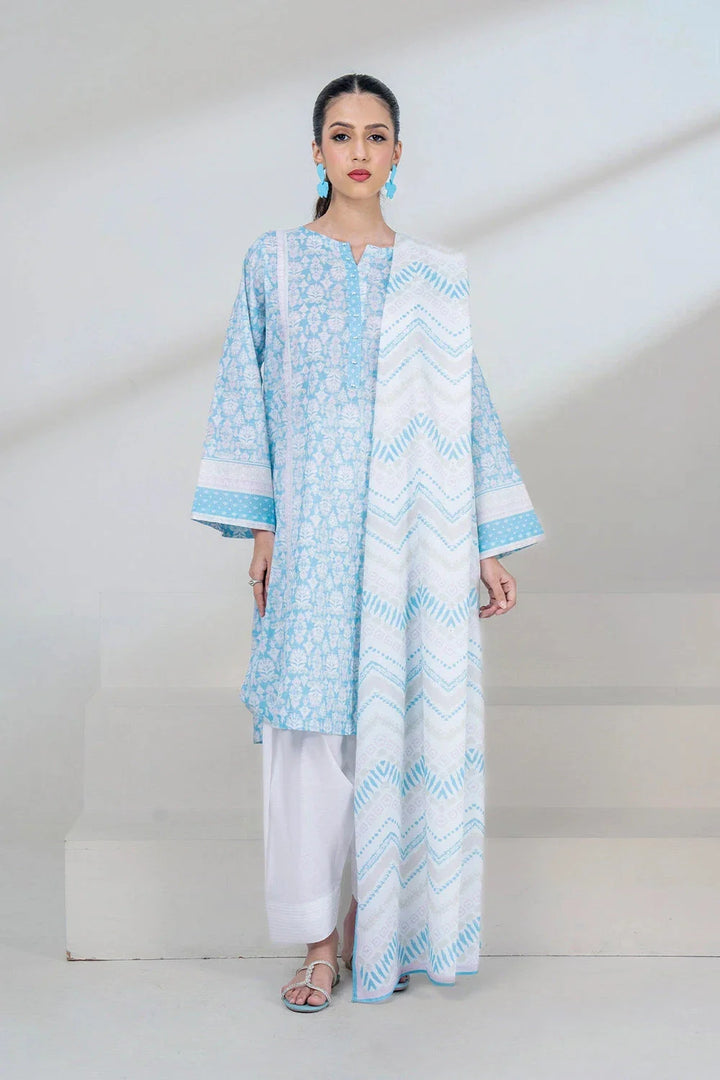 2PC Unstitched Printed Lawn Shirt and Dupatta KSD-3449 Printed KHAS STORES 