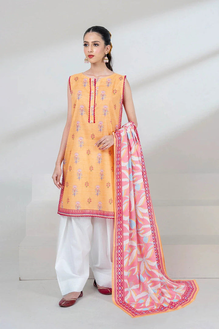 2PC Unstitched Printed Lawn Shirt and Dupatta KSD-3453 Printed KHAS STORES 
