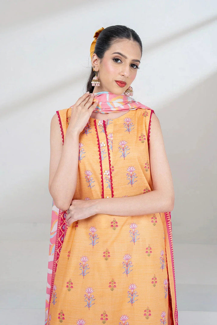 2PC Unstitched Printed Lawn Shirt and Dupatta KSD-3453 Printed KHAS STORES 