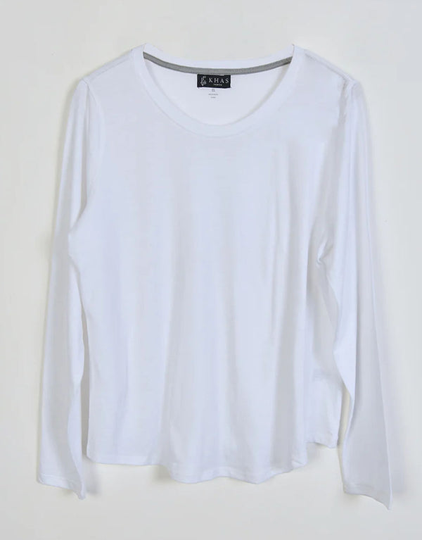 Women's V Neck Full Sleeve Blouses Tee Shirt-White