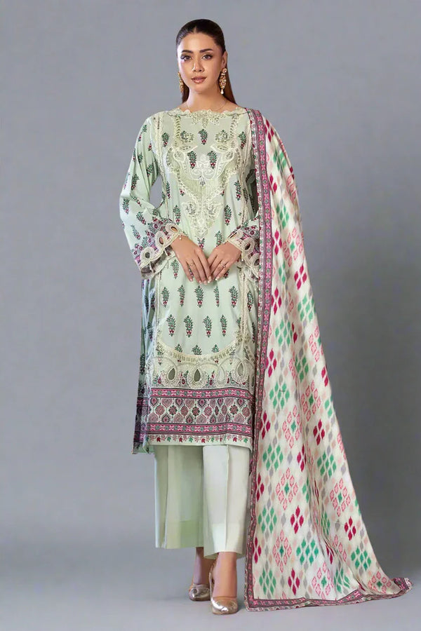 3PC Embroidered Unstitched Cambric Suit KCCE-2843 Embroidered KHAS STORES 