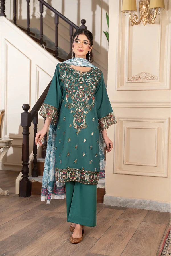 3PC Embroidered Unstitched Cambric Suit KCCE-3527 Embroidered KHAS STORES 