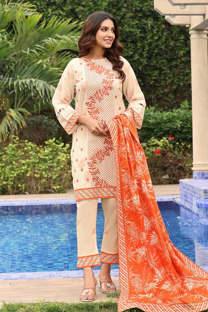 3PC Embroidered Unstitched Lawn Suit KL-2565 Embroidered KHAS STORES 