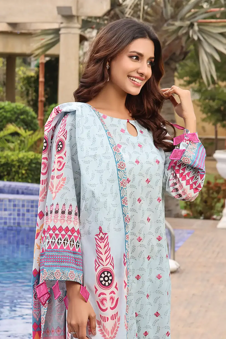 3PC Embroidered Unstitched Lawn Suit KL-2566 Embroidered KHAS STORES 