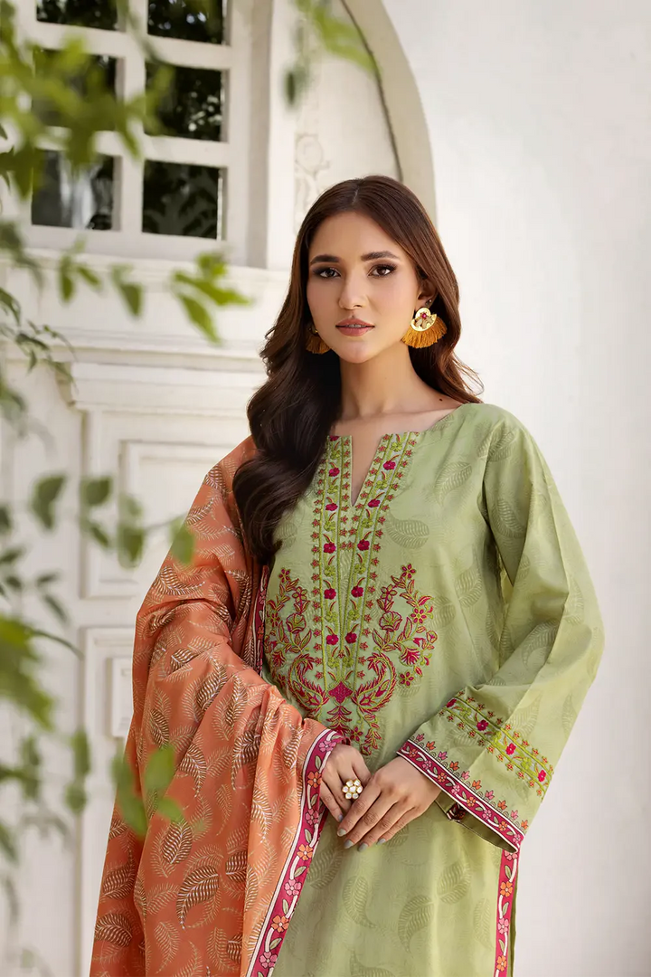 3PC Embroidered Unstitched Lawn Suit KL-2605 Embroidered KHAS STORES 