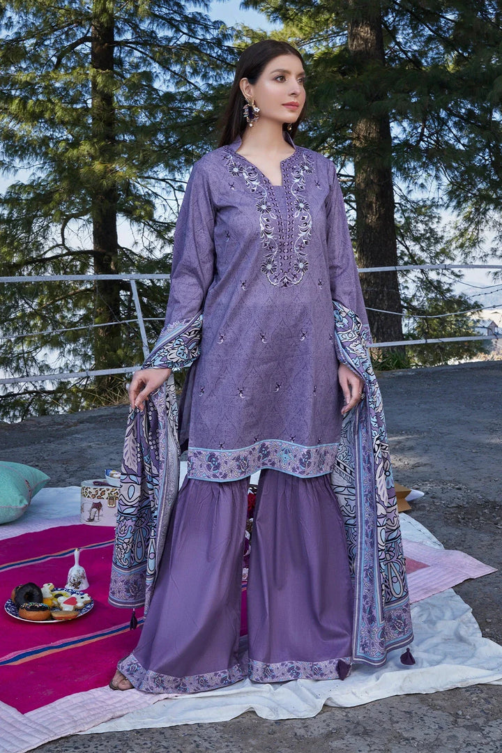 3PC Embroidered Unstitched Lawn Suit KL-3205 Embroidered KHAS STORES 