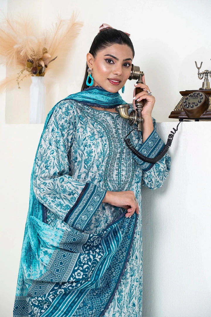3PC Embroidered Unstitched Lawn Suit KL-3332 Embroidered KHAS STORES 