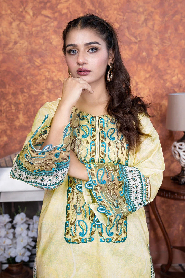 3PC Embroidered Unstitched Lawn Suit KL-3501 Embroidered KHAS STORES 