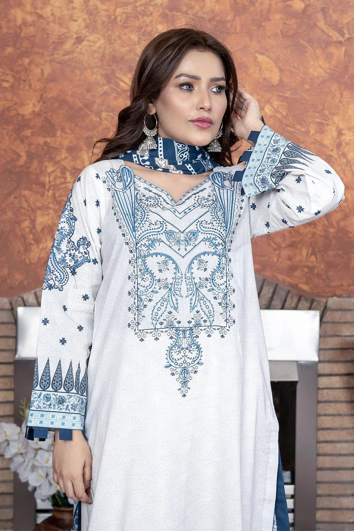 3PC Embroidered Unstitched Lawn Suit KL-3503 Embroidered KHAS STORES 