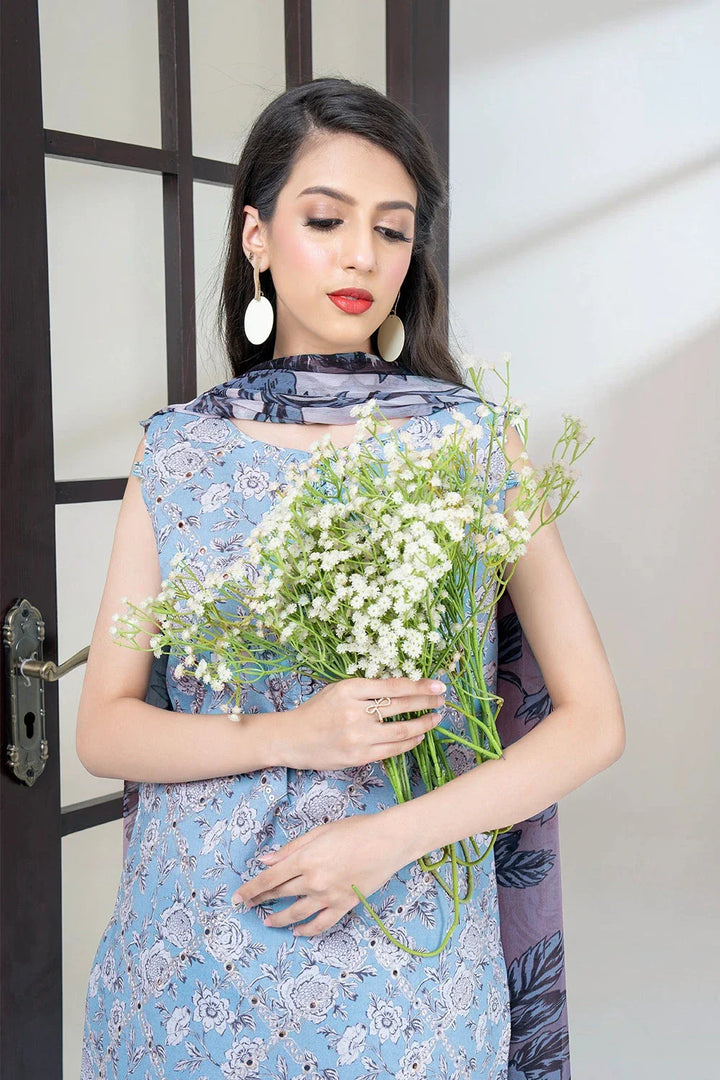 3PC Embroidered Unstitched Lawn Suit KSC-3438 Embroidered KHAS STORES 