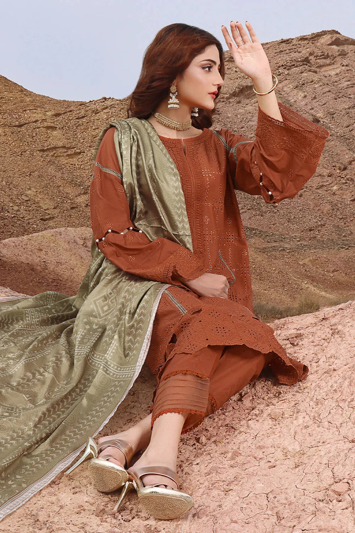 3PC Embroidered Unstitched Lawn Suit KSE-2445 Embroidered KHAS STORES 