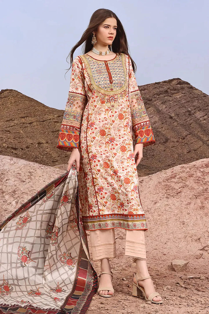 3PC Embroidered Unstitched Lawn Suit KSE-2472 Embroidered KHAS STORES 