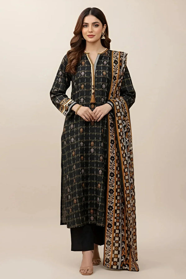 3PC Printed Unstitched Karandi Suit KKR-3595 Printed KHAS STORES 