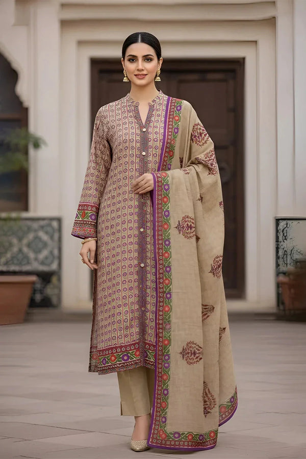 3PC Printed Unstitched Karandi Suit KKR-3596 Printed KHAS STORES 