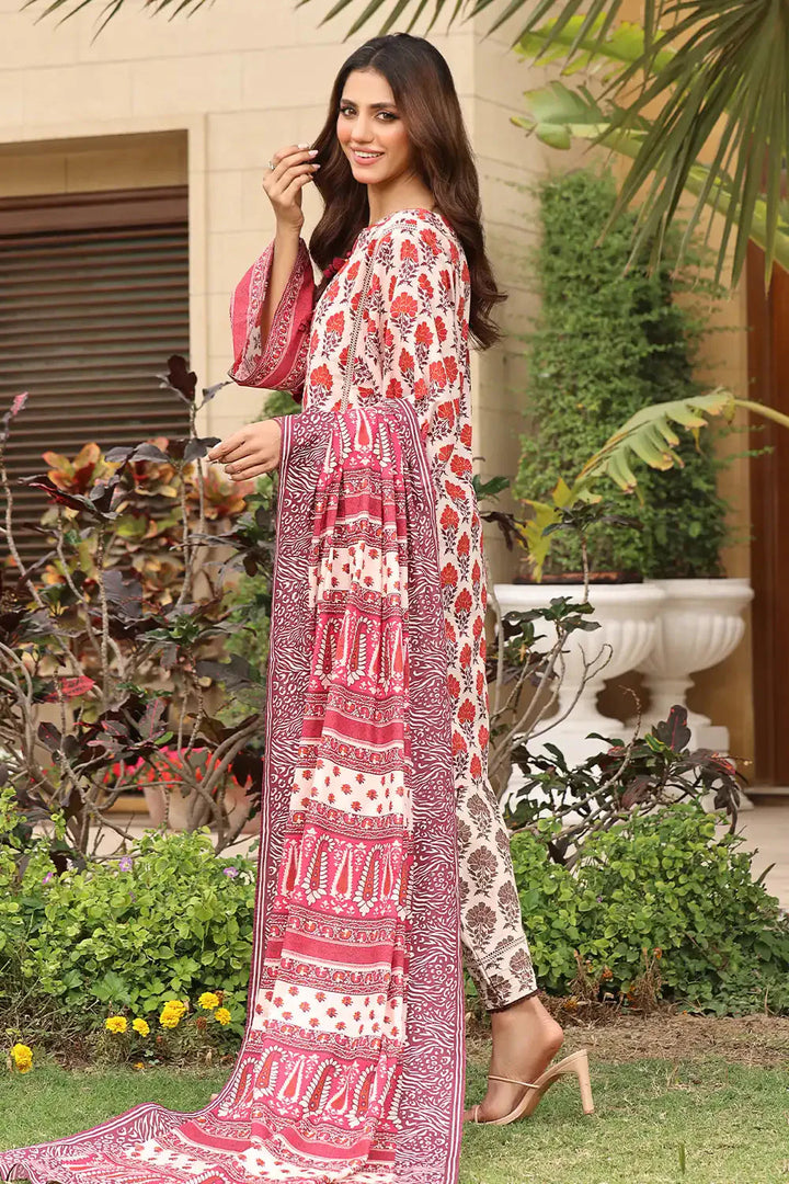 3PC Printed Unstitched Lawn Suit KLA-2382 Printed KHAS STORES 