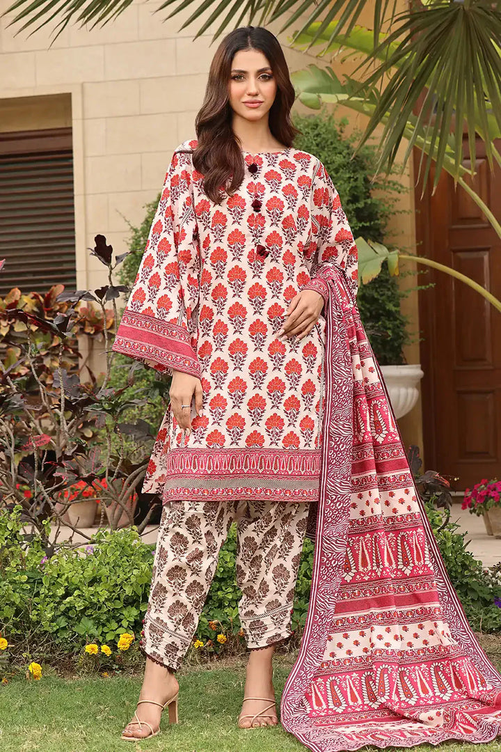 3PC Printed Unstitched Lawn Suit KLA-2382 Printed KHAS STORES 