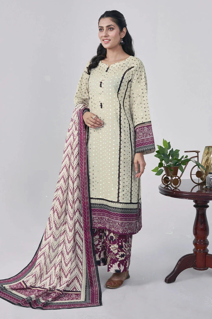 3PC Printed Unstitched Lawn Suit KLA-3091 Printed KHAS STORES 