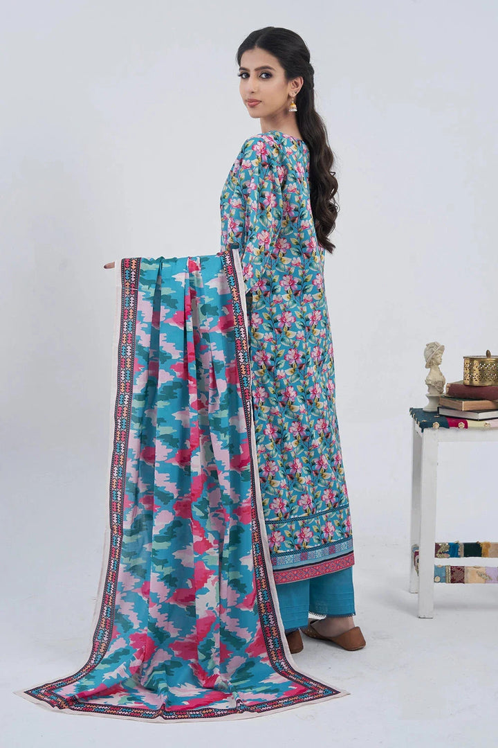 3PC Printed Unstitched Lawn Suit KLA-3098 Printed KHAS STORES 