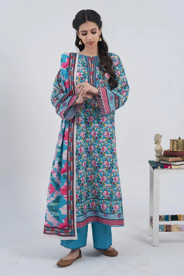3PC Printed Unstitched Lawn Suit KLA-3098 Printed KHAS STORES 
