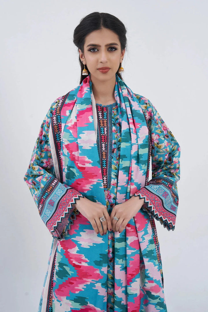 3PC Printed Unstitched Lawn Suit KLA-3098 Printed KHAS STORES 