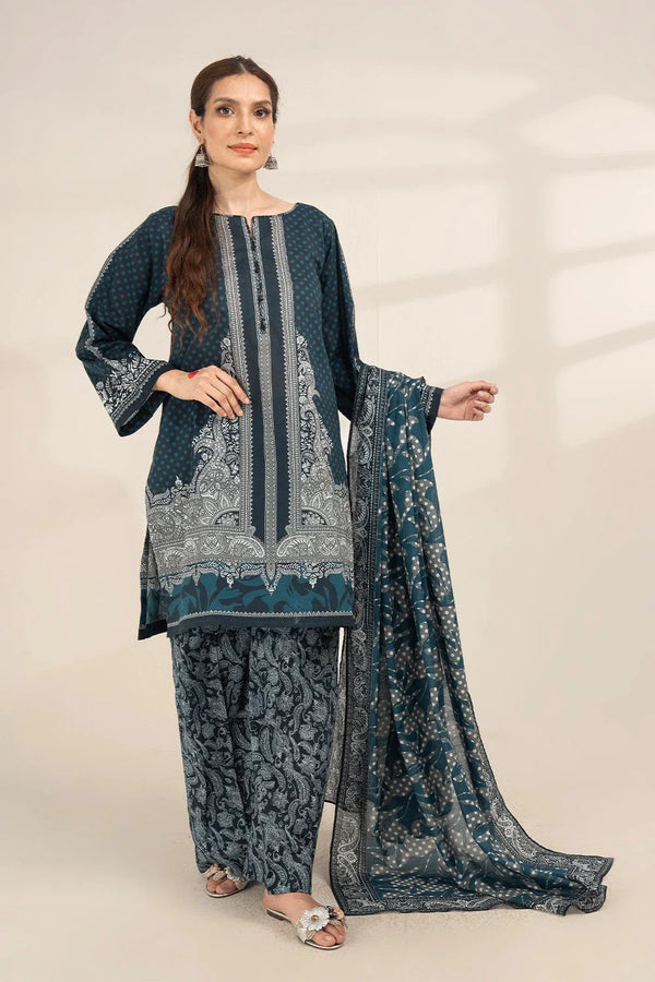 3PC Printed Unstitched Lawn Suit KLA-3284 Printed KHAS STORES 
