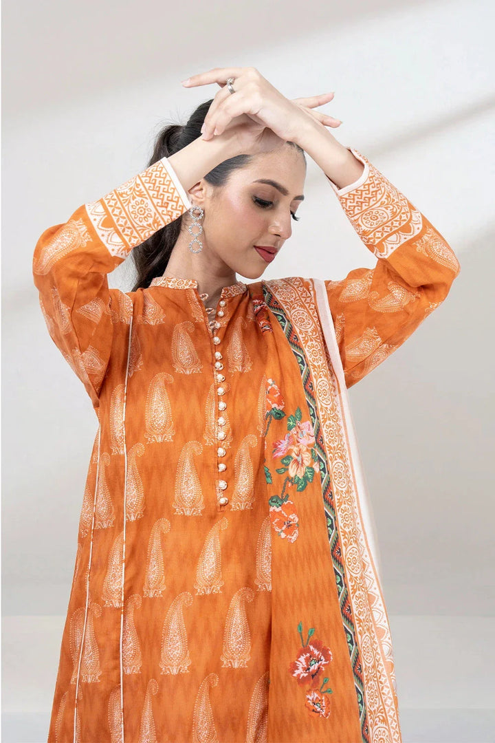 3PC Printed Unstitched Lawn Suit KLA-3402 Printed KHAS STORES 