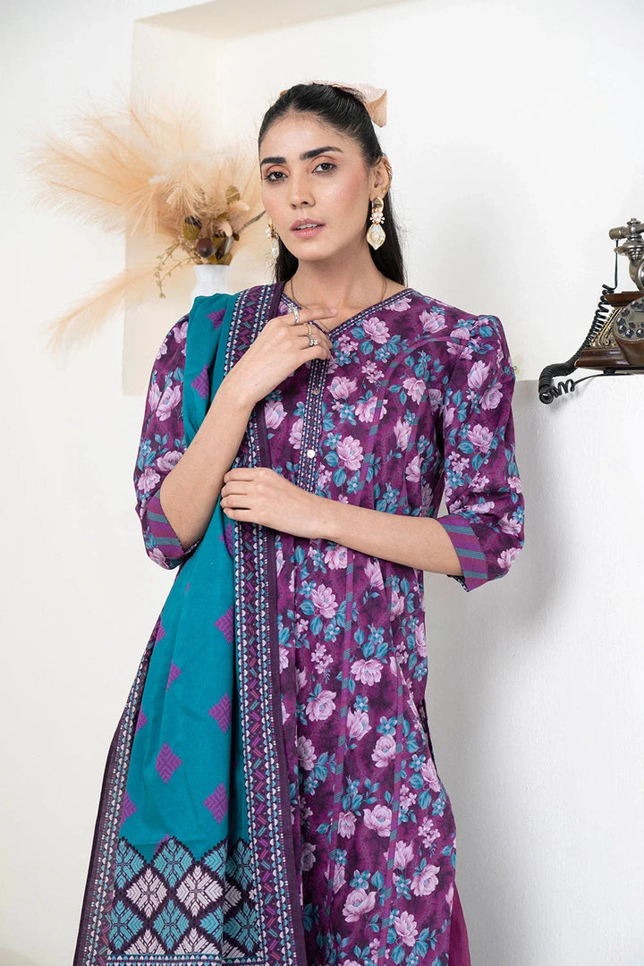 3PC Printed Unstitched Lawn Suit KLA-3414 Printed KHAS STORES 