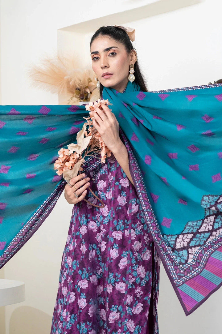 3PC Printed Unstitched Lawn Suit KLA-3414 Printed KHAS STORES 