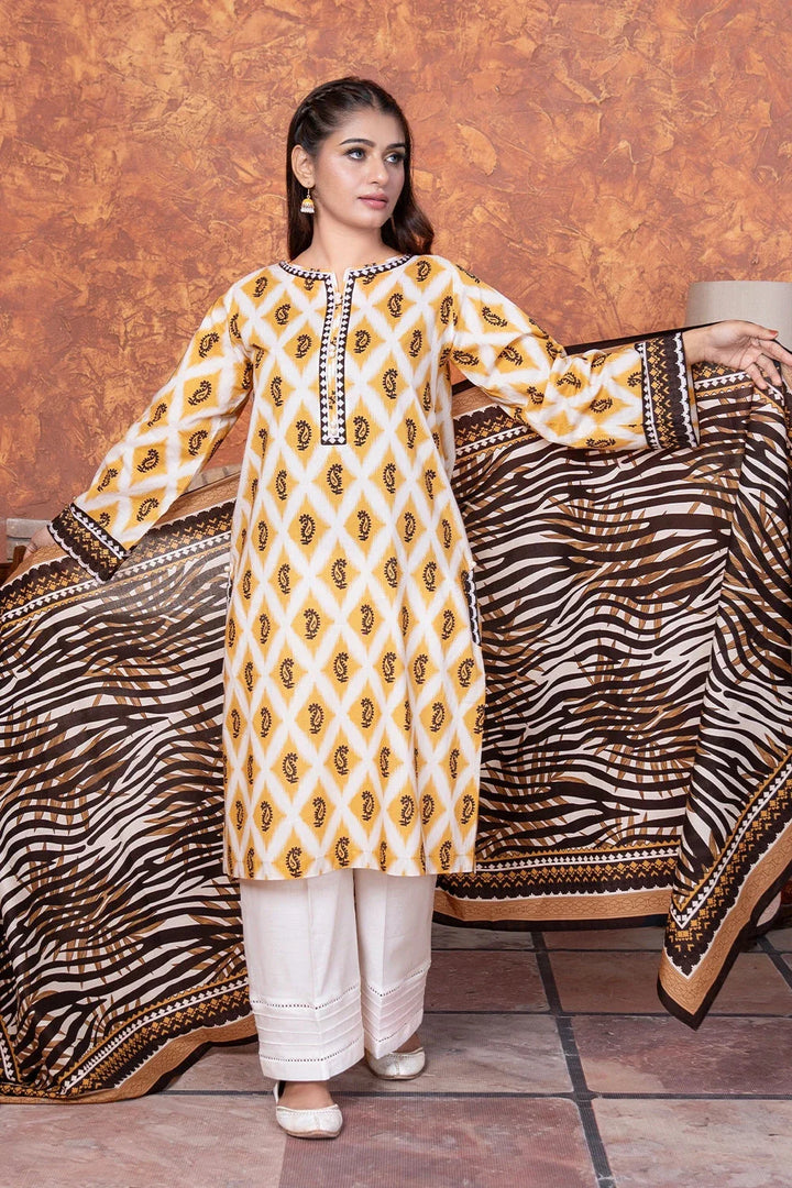 3PC Printed Unstitched Lawn Suit KLA-3418 Printed KHAS STORES 