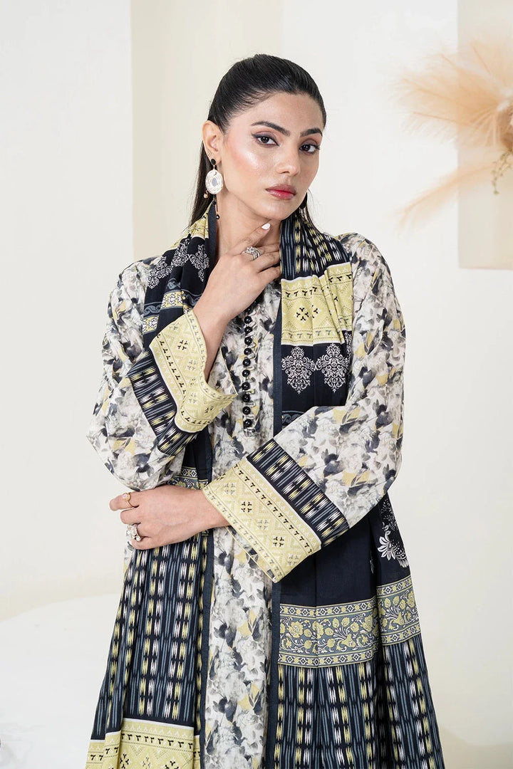 3PC Printed Unstitched Lawn Suit KLA-3423 Printed KHAS STORES 