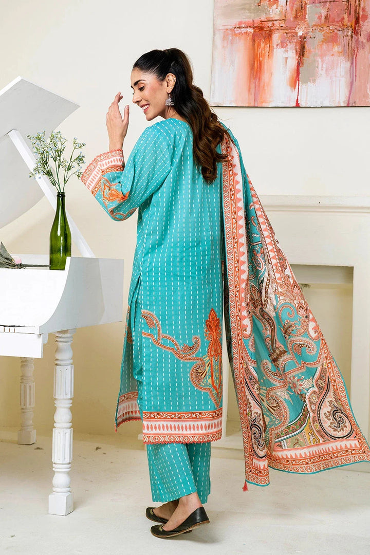 3PC Printed Unstitched Lawn Suit KLA-3477 Printed KHAS STORES 