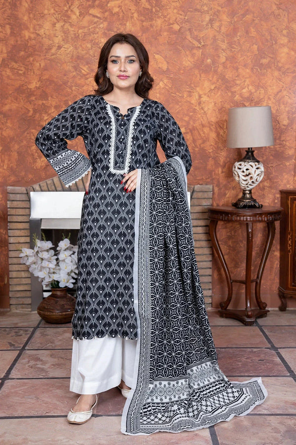 3PC Printed Unstitched Lawn Suit KLA-3492 Printed KHAS STORES 