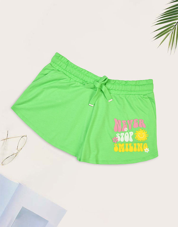 Ladies Choose Happiness Printed Terry Short-Green