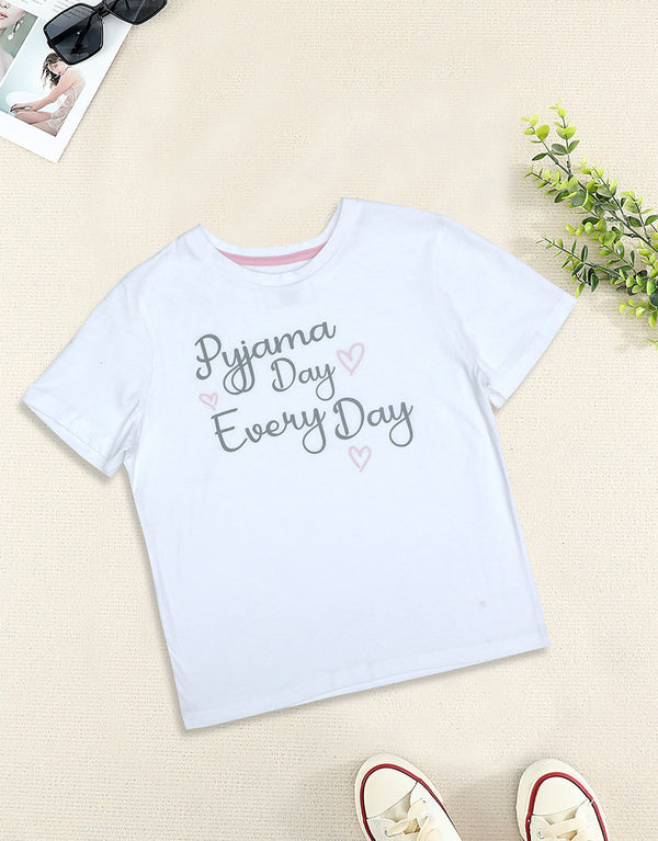 Ladies Pyjama Day Every Day Crew Neck Tee Shirt